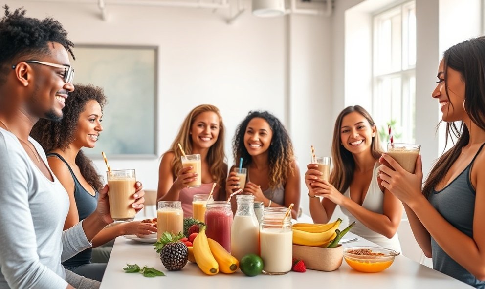 People enjoying healthy smoothies at wellness studio